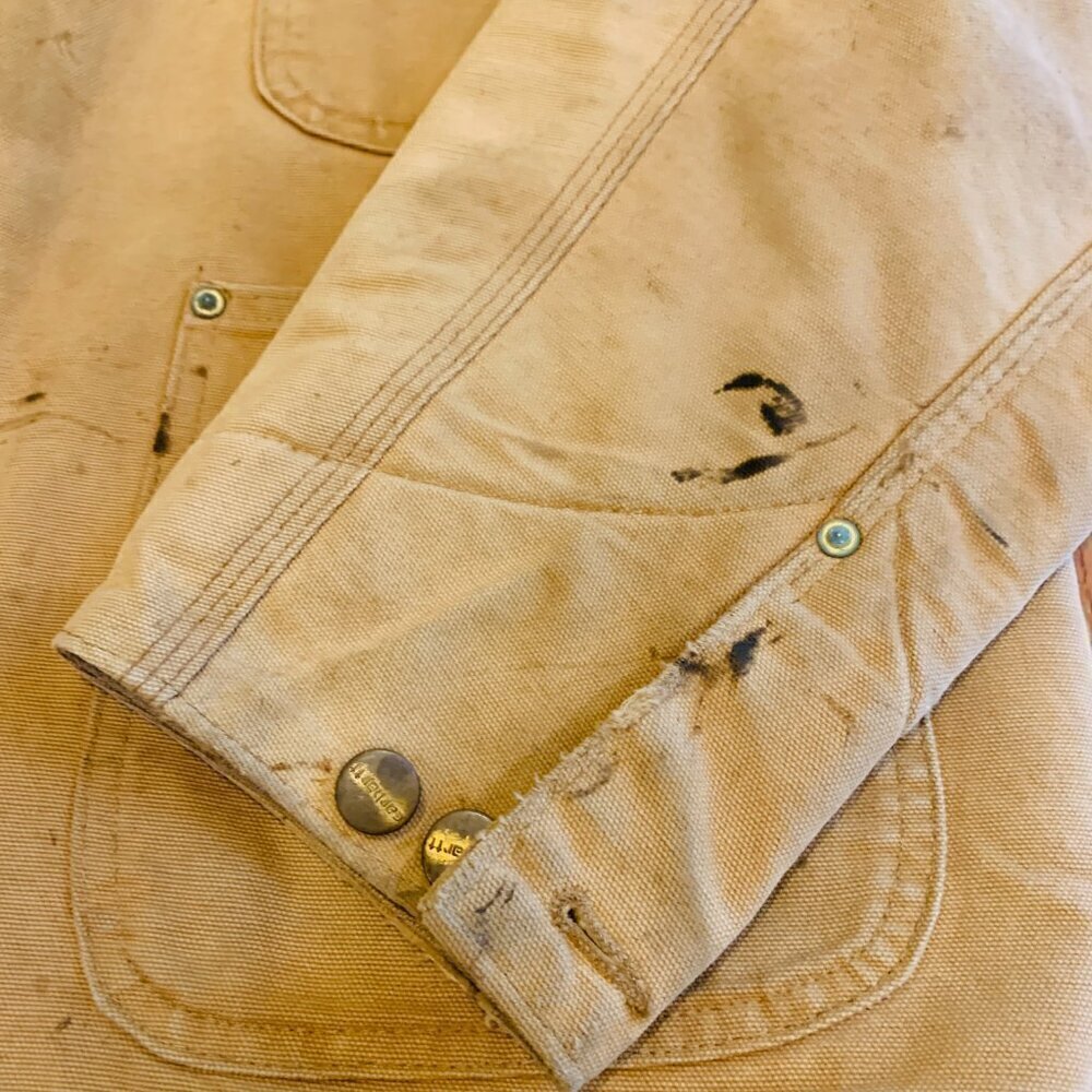 Vintage Distressed Carhartt Blanket Lined Chore Jacket Coat Size Large - Picture 7 of 16